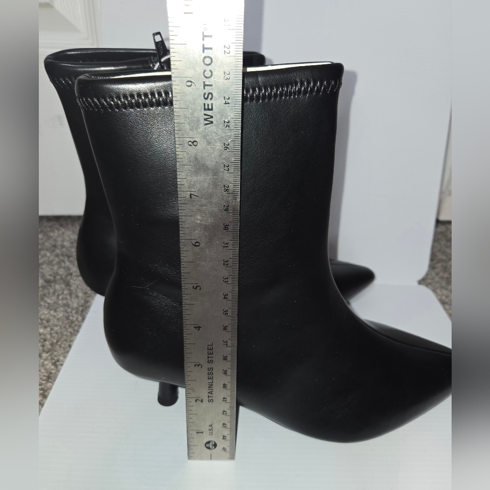 Black Faux Leather Boots, Zips Up the Side, Size 7.5, New With Tags in Box - Picture 7 of 13